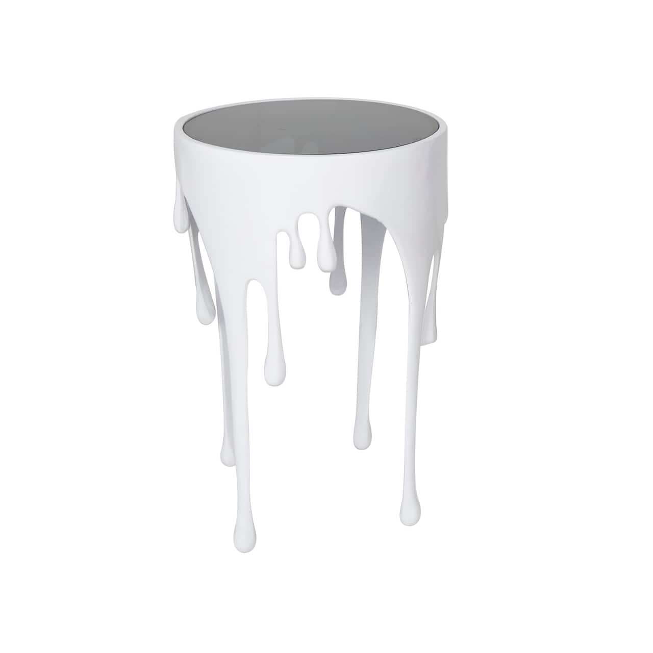 White Aluminum Drip Accent Table with Melting Designed Body